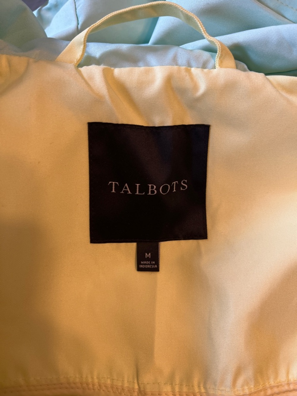Talbots Yellow Hooded Rain Jacket with Mint Lining - Picture 4 of 9